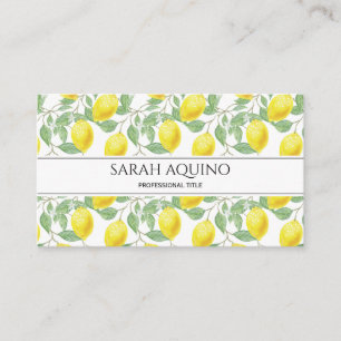 Watercolor Lemon And Foliage Business Card