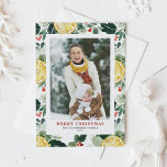 Watercolor Lemon and Greenery Photo Christmas Holiday Card<br><div class="desc">Celebrate the season with a personal touch using our customisable photo Christmas card. Featuring a beautiful watercolor pattern of lemons, holly, and winter greenery, this card brings a fresh, festive flair to your holiday greetings. Perfect for sending holiday messages, each card can be easily customised with your favourite family photo...</div>