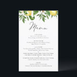Watercolor Lemon and Greenery Summer Menu Card<br><div class="desc">Customisable lemon wedding menu card. It features watercolor lemon and greenery. Personalise by adding date and meal choice. This lemon menu card is perfect for summer weddings,  baby showers,  bridal showers,  birthdays,  and so much more.</div>