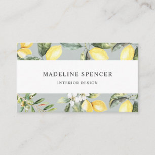 Watercolor Lemon and Olives Garden  Business Card