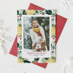 Watercolor Lemon and Winter Greenery Photo Holiday Card<br><div class="desc">Spread holiday cheer with our customisable photo holiday card, featuring a festive watercolor pattern of lemons, holly, and winter greenery. This festive design adds a fresh, vibrant twist to your holiday greetings and is perfect for sending personalised messages to friends and family. Easily customise this lemon holiday card with your...</div>
