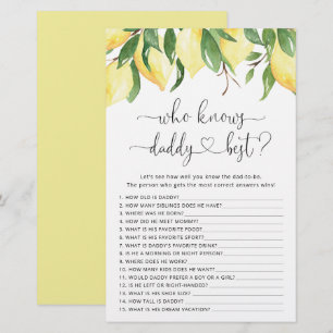 Watercolor Lemon Baby Shower Game
