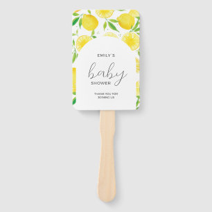 Watercolor Lemon Baby Shower Hand Fan
