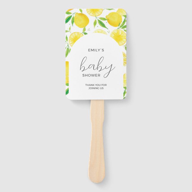 Watercolor Lemon Baby Shower Hand Fan (Front)