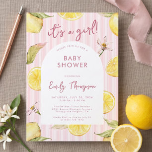 Watercolor Lemon Baby Shower Invitation