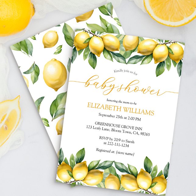 Watercolor Lemon Baby Shower Invitation (Creator Uploaded)