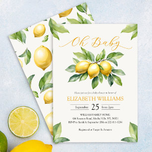 Watercolor Lemon Baby Shower Invitation