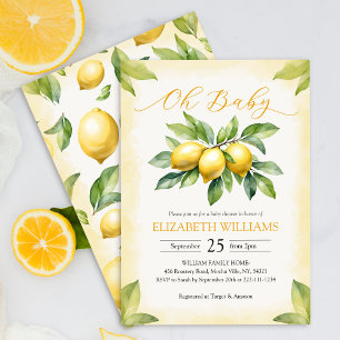 Watercolor Lemon Baby Shower Invitation