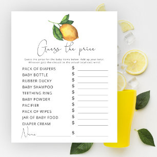 Watercolor lemon baby shower Price Guess game