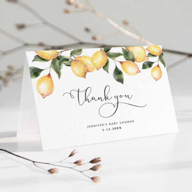 Watercolor lemon baby shower  thank you card (Creator Uploaded)