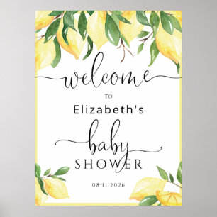 Watercolor Lemon Baby Shower Welcome Sign