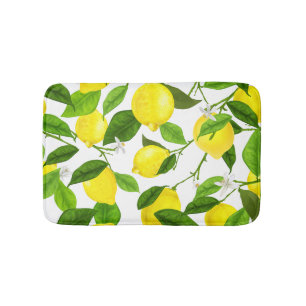 Watercolor Lemon Bath Mat