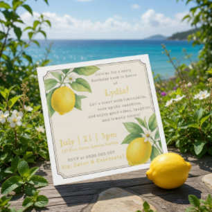Watercolor Lemon Birthday Invitation