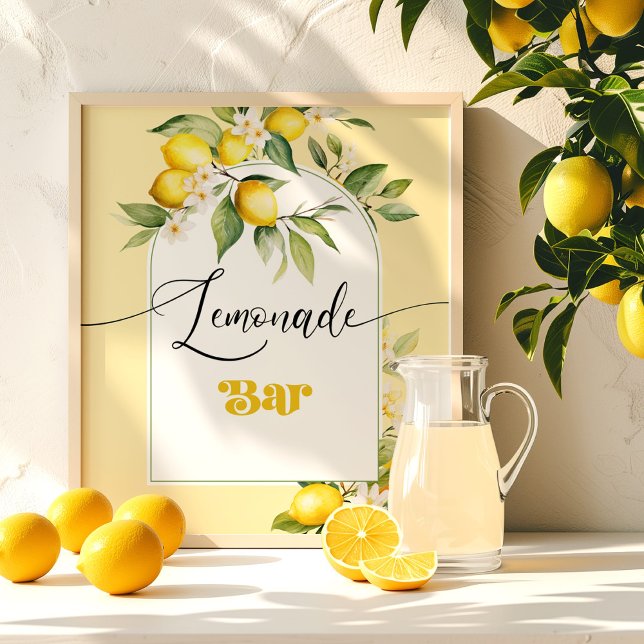 Watercolor Lemon birthday Lemonade Bar Poster (Creator Uploaded)