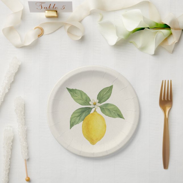 Watercolor Lemon Birthday Paper Plate (Wedding)