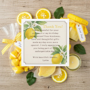 Watercolor Lemon Birthday Party Thank You Card