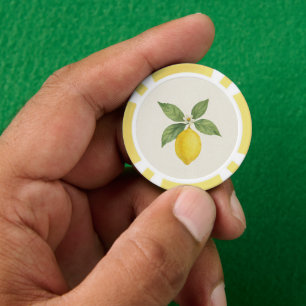 Watercolor Lemon Birthday Poker Chips