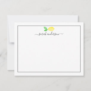 Watercolor Lemon Black Border Personalised Card
