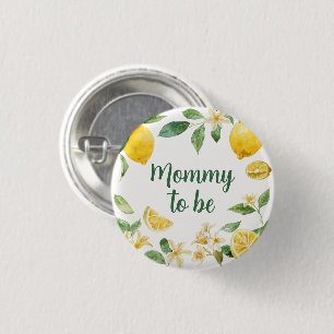 Watercolor Lemon Blossom Button for Mummy to be