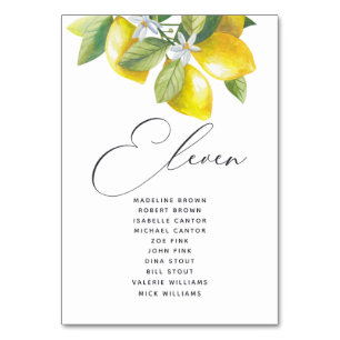 Watercolor Lemon Blossom Seating Chart Table Numbe Number