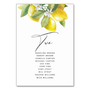 Watercolor Lemon Blossom Seating Chart Table Number