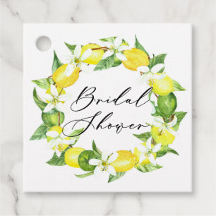 Watercolor Lemon Blossoms Wreath Bridal Shower Favour Tags