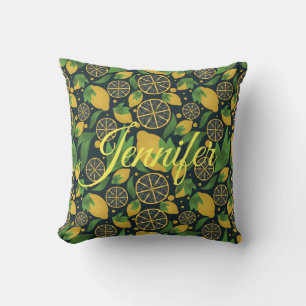 Watercolor Lemon Blue Fruit Personalised Cushion