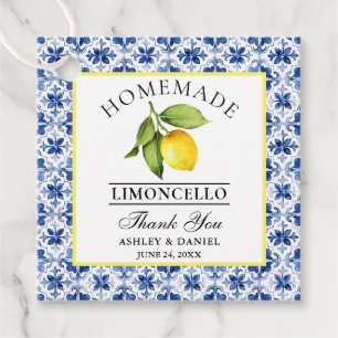 Watercolor Lemon Blue Tile Limoncello Thanks Favour Tags