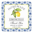 Watercolor Lemon Blue Tile Limoncello Thanks