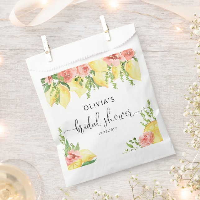 Watercolor Lemon Botanical Bridal Shower Favour Bags (Clipped)