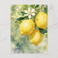 Watercolor Lemon Branch Botanical Summer