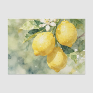 Watercolor Lemon Branch Botanical Summer Tissue Paper