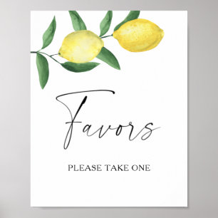 Watercolor lemon branch - favours please take one poster