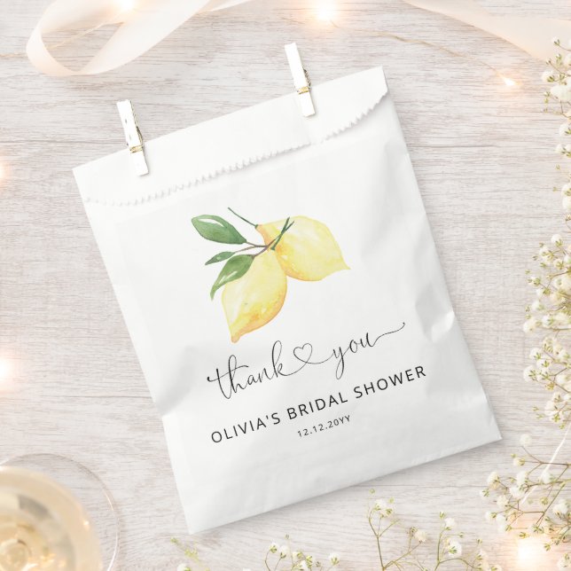 Watercolor Lemon Bridal Shower Favour Bags (Clipped)