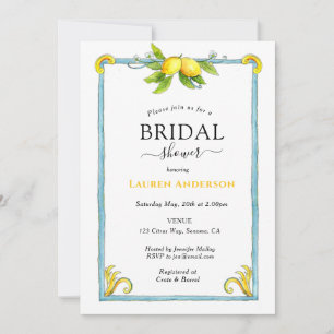 Watercolor Lemon Bridal shower invitation