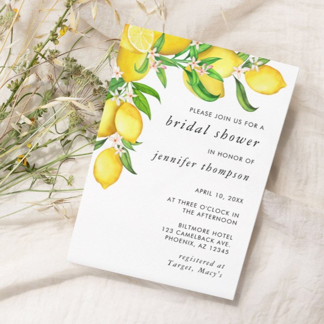 Watercolor Lemon Bridal Shower  Invitation (Creator Uploaded)