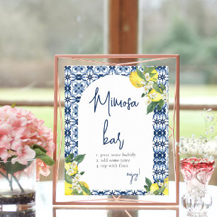 Watercolor Lemon Bridal Shower Mimosa Bar Poster