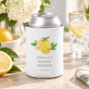 Watercolor Lemon Bridal Shower Summer Party Favour Can Cooler
