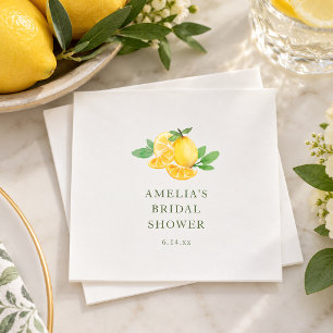 Watercolor Lemon Bridal Shower Summer Party Favour Napkin