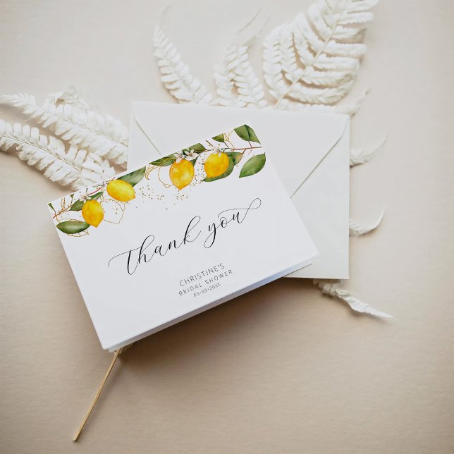 Watercolor Lemon Bridal Shower Thank You Card (Creator Uploaded)