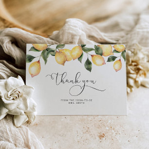 Watercolor lemon bridal shower  thank you card
