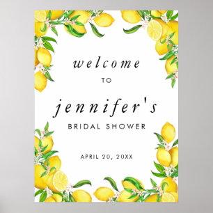 Watercolor Lemon Bridal Shower Welcome Poster