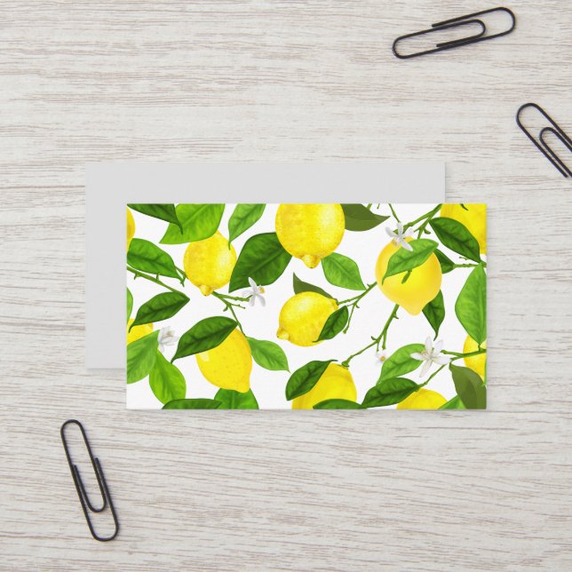 Watercolor Lemon Business Card (Front/Back In Situ)