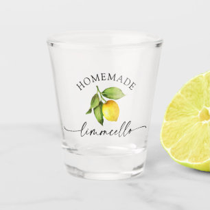 Watercolor Lemon Calligraphy Homemade Limoncello Shot Glass