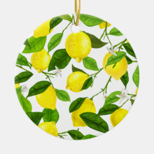 Watercolor Lemon Ceramic Tree Decoration