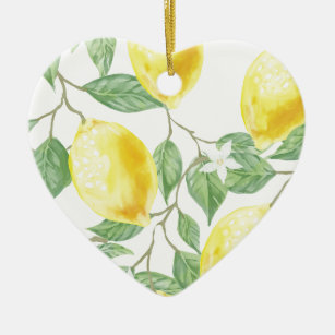 Watercolor Lemon Ceramic Tree Decoration