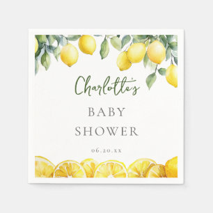 Watercolor Lemon Citrus Baby Shower Napkin