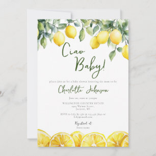 Watercolor Lemon Citrus Baby Shower Photo Invitation