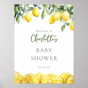 Watercolor Lemon Citrus Baby Shower Welcome Sign