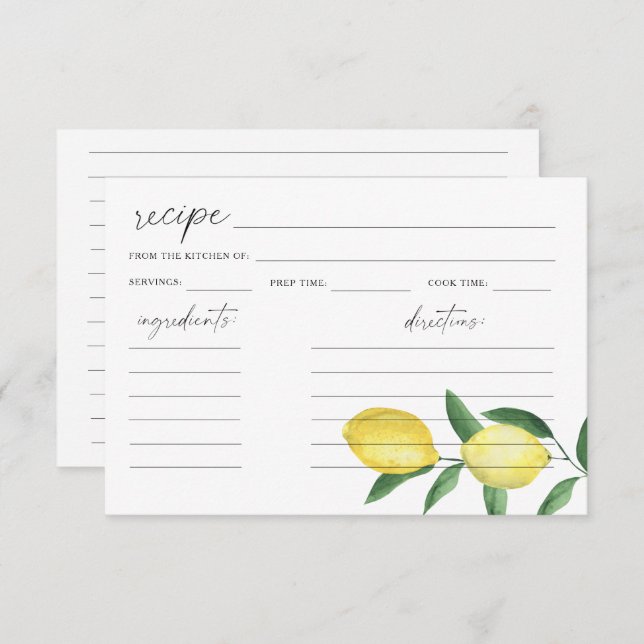 Watercolor lemon citrus Bridal shower (Front/Back)